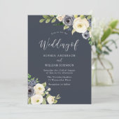 美しい白と海軍の花すべて結婚の季節 招待状 (スタンド正面)