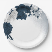 美しい白と海軍の花 ペーパープレート (正面)