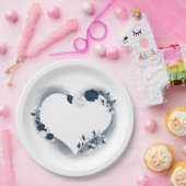 美しい白と海軍の花 ペーパープレート (パーティー)