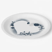 美しい白と海軍の花 ペーパープレート (アングル)