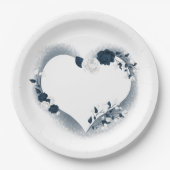 美しい白と海軍の花 ペーパープレート (正面)