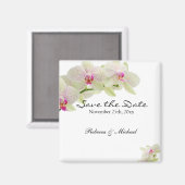 美しい白と熱いピンクの蘭の日を保存 マグネット (正面/裏面)