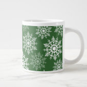 美しい白と緑の冬の雪星 ジャンボコーヒーマグカップ (右)