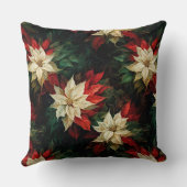 美しい白と赤のポインセティアスイラストレーション クッション (裏面)