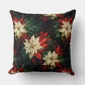 美しい白と赤のポインセティアスイラストレーション クッション (正面)