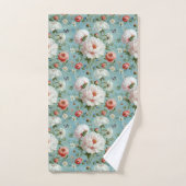 美しい白と赤の牡丹 バスタオルセット (ハンドタオル)