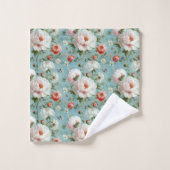 美しい白と赤の牡丹 バスタオルセット (ウォッシュタオル)