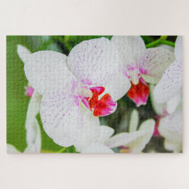美しい白と赤の花 ジグソーパズル