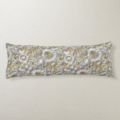 美しい白と金ゴールドの3Dフローラ ボディピロー (裏面)