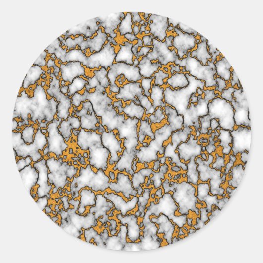 美しい白と金ゴールドマーブルテクスチャデザイン ラウンドシール (正面)