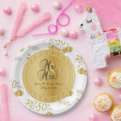 美しい白と金ゴールド50結婚周年 ペーパープレート (パーティー)