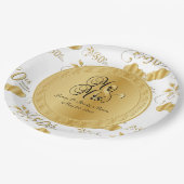 美しい白と金ゴールド50結婚周年 ペーパープレート (アングル)