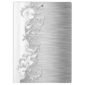 美しい白と銀のデザインクリップボード クリップボード (裏面)