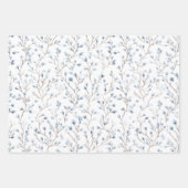 美しい白と青の花のブライズシャワー ラッピングペーパーシート (正面)