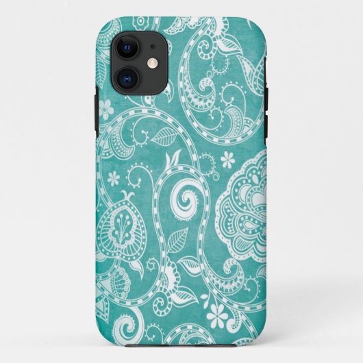 美しい白と青の花葉の渦巻き Case-Mate iPhoneケース (裏面)