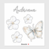 美しい白と青の蝶の花嫁の歓迎会 シール (シート)