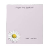 美しい白と黄色のデイジー ノートパッド (正面)