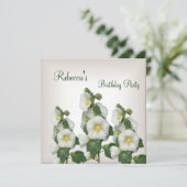 美しい白と黄色の花のクリームホワイト 招待状 (スタンド正面)