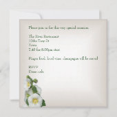 美しい白と黄色の花のクリームホワイト 招待状 (裏面)