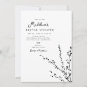 美しい白と黒のミニマルブライダルシャワー 招待状 (正面)