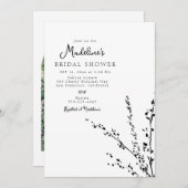 美しい白と黒のミニマルブライダルシャワー 招待状 (正面/裏面)