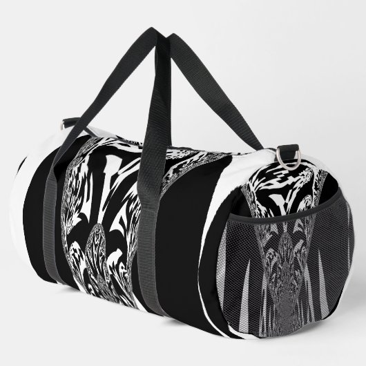 美しい白と黒を独自に作成 ダッフルバッグ (右コーナー)