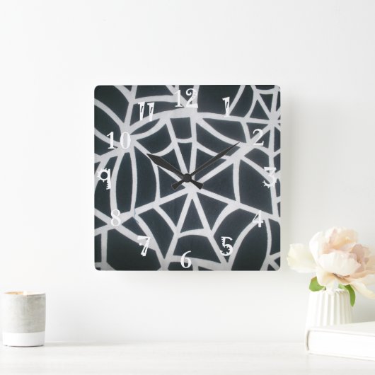 美しい白と黒を自分で作る スクエア壁時計 (ホーム)