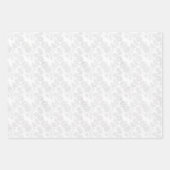 美しい白のダマスク花柄プリント ラッピングペーパーシート (正面2)