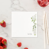 美しい白のハイドランジアの花の白い結婚式 スタンダードカクテルナプキン (インサイチュ)