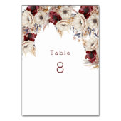 美しい白のバラのバーガンディーポピー テーブルナンバー (正面)