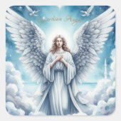美しい白の守護天使 スクエアシール (正面)