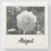 美しい白の水仙 ストーンコースター (正面)