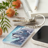 美しい白の装甲戦士ライオン キーホルダー (正面右)