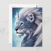 美しい白の装甲戦士ライオン ポストカード (正面/裏面)