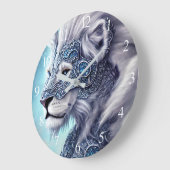 美しい白の装甲戦士ライオン ラージ壁時計 (傾斜)