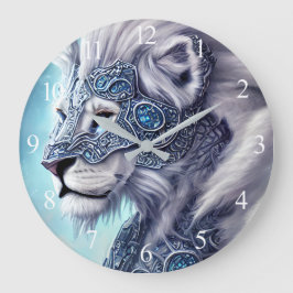 美しい白の装甲戦士ライオン ラージ壁時計