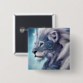 美しい白の装甲戦士ライオン 缶バッジ (正面&裏面)