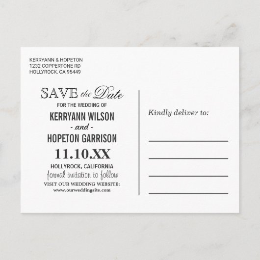 美しい白の輝き- 日程を保存して 案内ポストカード (裏面)