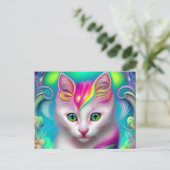 美しい白ふわふわのベビー猫 ポストカード (スタンド正面)