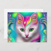 美しい白ふわふわのベビー猫 ポストカード (正面/裏面)