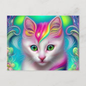 美しい白ふわふわのベビー猫 ポストカード (正面)