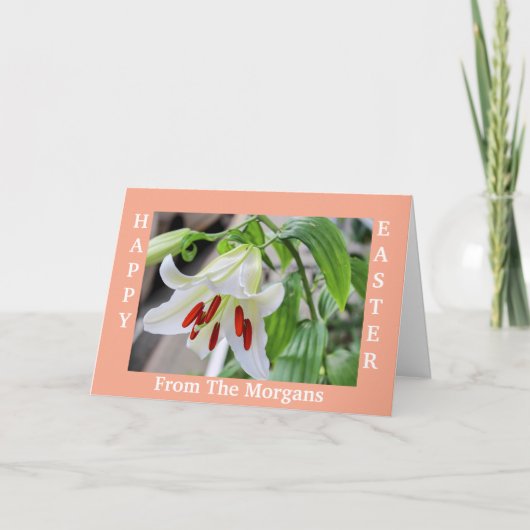 美しい白ゆりハッピーイースターカード シーズンカード (正面)