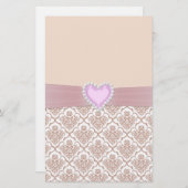 美しい白エレガント真珠効果ハート 便箋 (正面/裏面)