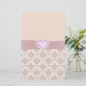 美しい白エレガント真珠効果ハート 便箋 (スタンド正面)