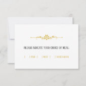 美しい白エレガント色と金ゴールドのRSVPカード 出欠カード (裏面)