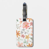 美しい白オレンジピンクの花柄 ラゲッジタグ (裏面縦)