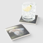 美しい白シャメスベッタファイティングフィッシュ ストーンコースター (横)