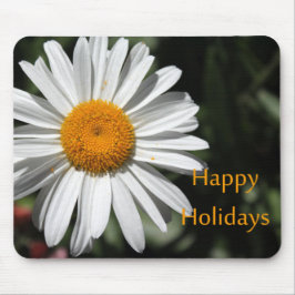 美しい白デイジーの花happy holidaysフローラ マウスパッド