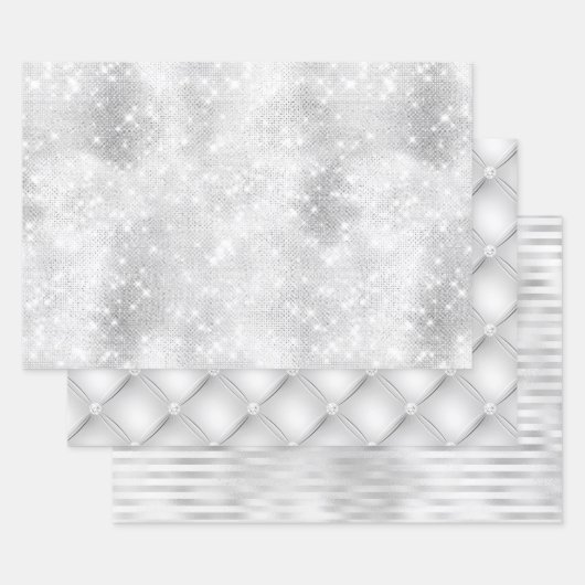 美しい白デザイン結婚のイベント ラッピングペーパーシート (セット)