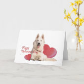 美しい白ドイツの羊飼いバレンタインデー カード (黄色い花)